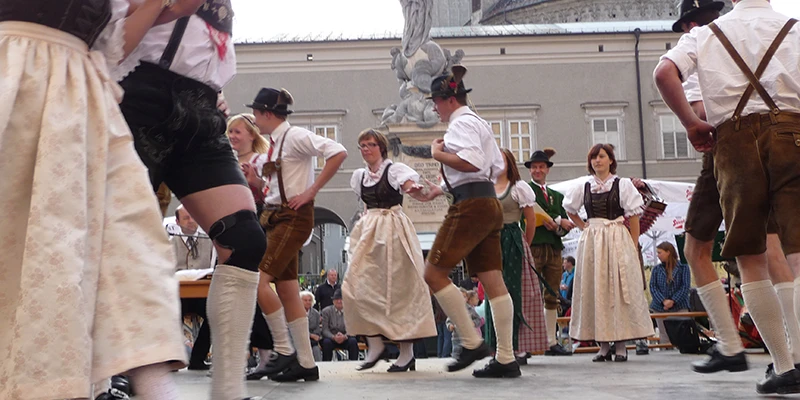 Closing view of Rupertikirtag dancers in traditional dress