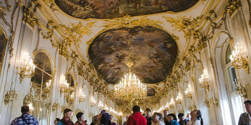 Schönbrunn gardens and Gloriette on the hill