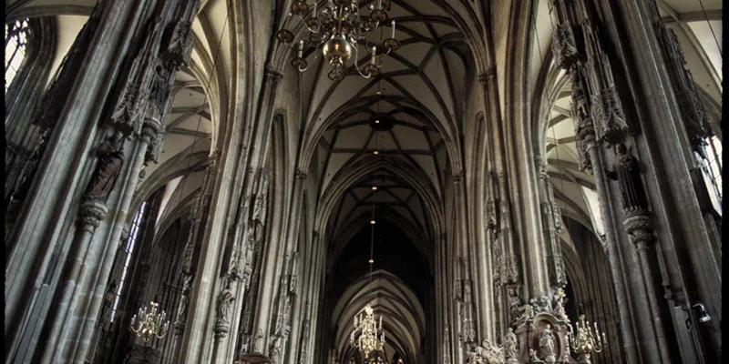 Stephansdom interior showing Gothic nave and Baroque altar
