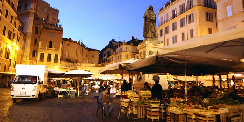 Rome Campo dei Fiori at dawn