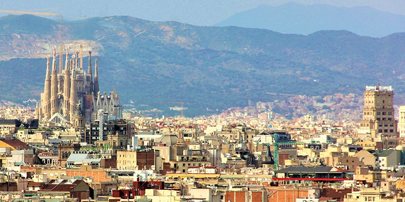 View along Barcelona coastline