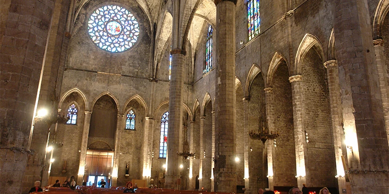 Gothic interior of Santa Maria del Mar church