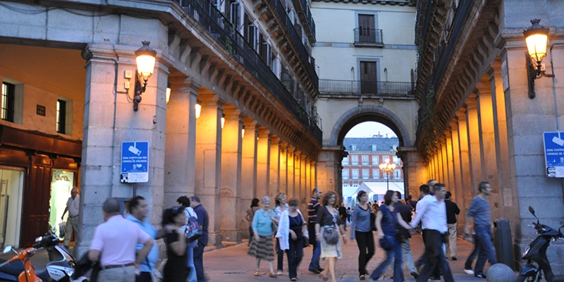 Pedestrian Calle de las Huertas through the Habsburg section of town
