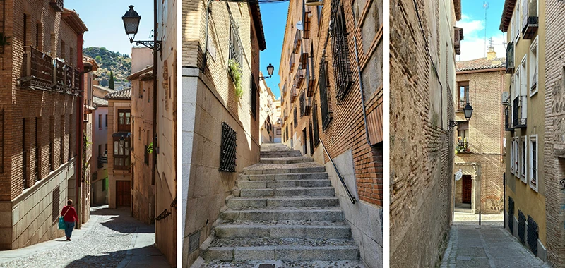 Narrow medieval lanes winding through Toledo's old town