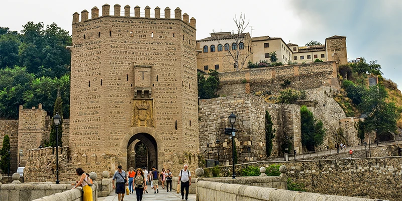 Toledo's defensive walls following the natural fortification of the Tagus gorge