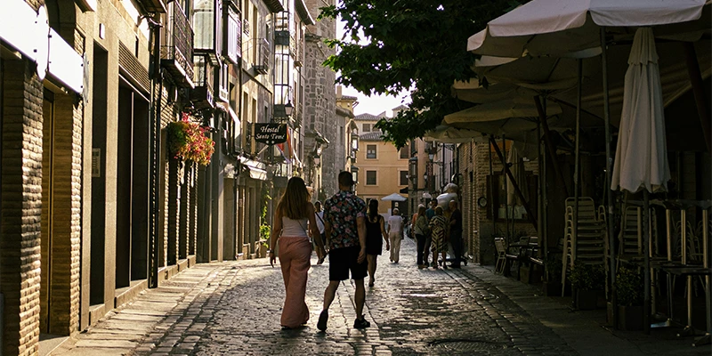 Narrow medieval lanes winding through Toledo's old town