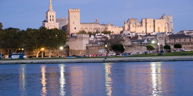 Avignon night view across river