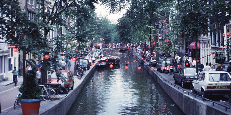 A canal in the red light district, Amsterdam